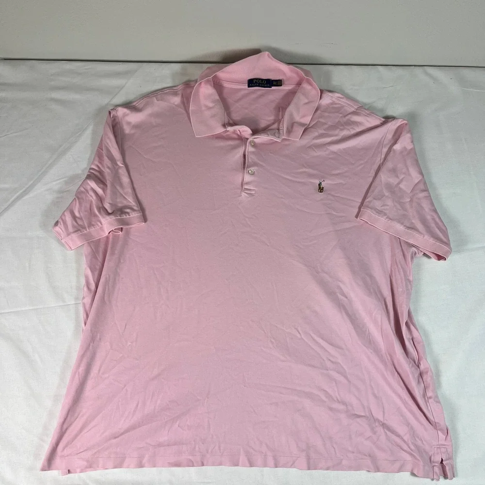 Polo Ralph Lauren Polo Shirt Mens 3XLT Pink Excellent Short Sleeve Tall Pony